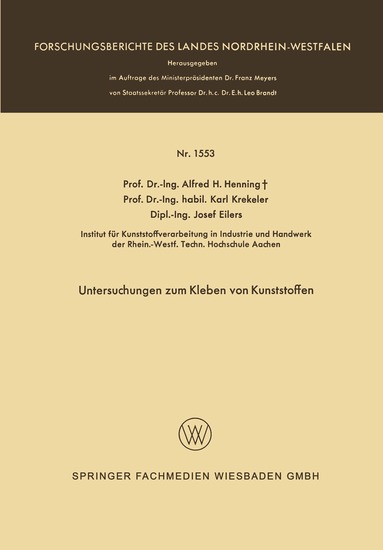 Alfred Hermann Henning - Untersuchungen zum Kleben von Kunststoffen, Häftad