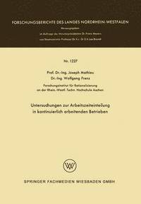 bokomslag Untersuchungen zur Arbeitszeiteinteilung in kontinuierlich arbeitenden Betrieben