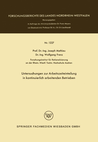 bokomslag Untersuchungen zur Arbeitszeiteinteilung in kontinuierlich arbeitenden Betrieben