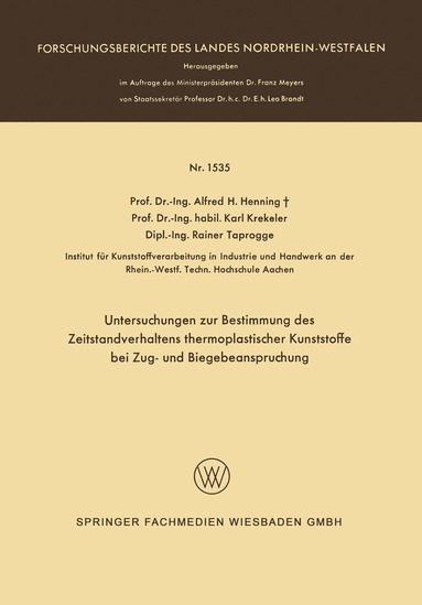 bokomslag Untersuchungen zur Bestimmung des Zeitstandverhaltens thermoplastischer Kunststoffe bei Zug- und Biegebeanspruchung