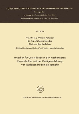 bokomslag Ursachen fr Unterschiede in den mechanischen Eigenschaften und der Gefgeausbildung von Gueisen mit Lamellengraphit