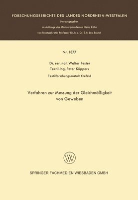 bokomslag Verfahren zur Messung der Gleichmigkeit von Geweben