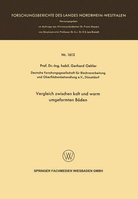 Gerhard Oehler - Vergleich zwischen kalt und warm umgeformten Böden, Häftad