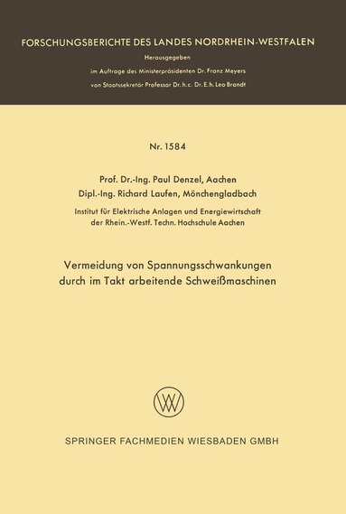 Paul Denzel - Vermeidung von Spannungsschwankungen durch im Takt arbeitende Schweißmaschinen, Häftad