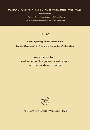 bokomslag Versuche mit Funk- und anderen Navigationseinrichtungen auf verschiedenen Schiffen