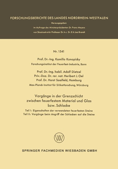 Kamillo Konopicky - Vorgänge in der Grenzschicht zwischen feuerfestem Material und Glas bzw. Schlacke, Häftad
