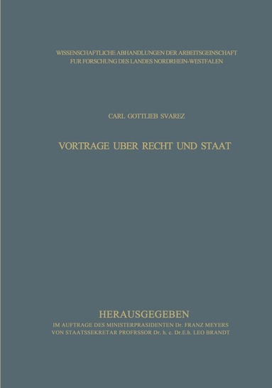 Carl Gottlieb Svarez - Vorträge über Recht und Staat, Häftad