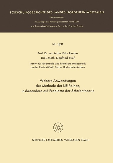 bokomslag Weitere Anwendungen der Methode der LIE-Reihen