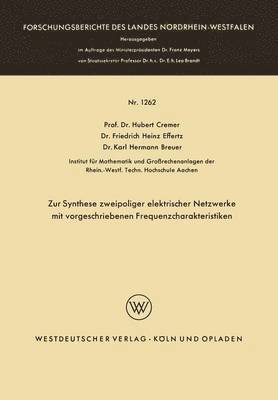 bokomslag Zur Synthese zweipoliger elektrischer Netzwerke mit vorgeschriebenen Frequenzcharakteristiken