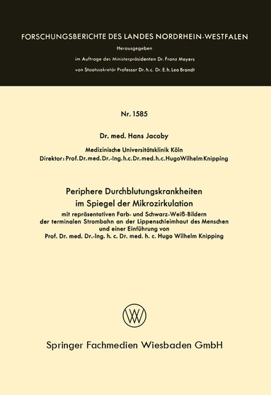 Hans Jakoby - Periphere Durchblutungskrankheiten im Spiegel der Mikrozirkulation, Häftad