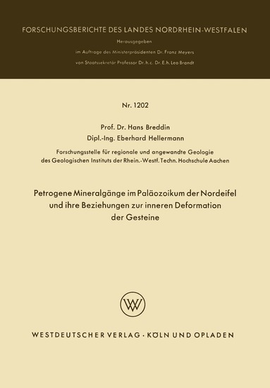 Hans Breddin - Petrogene Mineralgänge im Paläozoikum der Nordeifel und ihre Beziehungen zur inneren Deformation der Gesteine, Häftad
