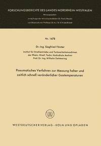 bokomslag Pneumatisches Verfahren zur Messung hoher und zeitlich schnell veränderlicher Gastemperaturen