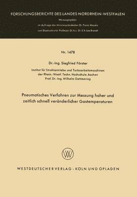 bokomslag Pneumatisches Verfahren Zur Messung Hoher Und Zeitlich Schnell Veränderlicher Gastemperaturen