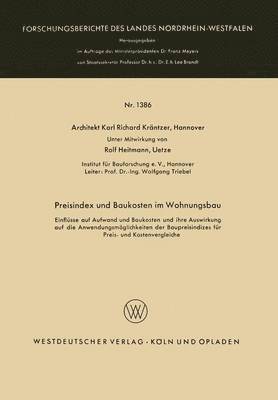 bokomslag Preisindex und Baukosten im Wohnungsbau