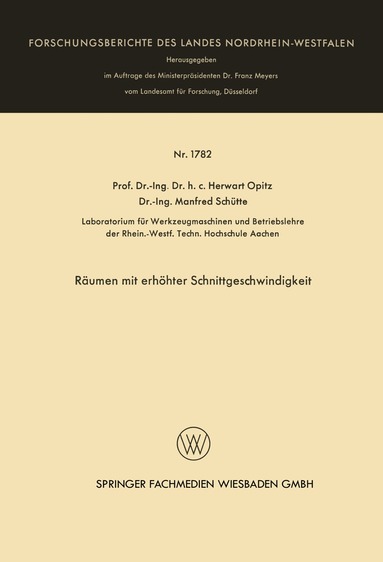 Herwart Opitz - Räumen mit erhöhter Schnittgeschwindigkeit, Häftad