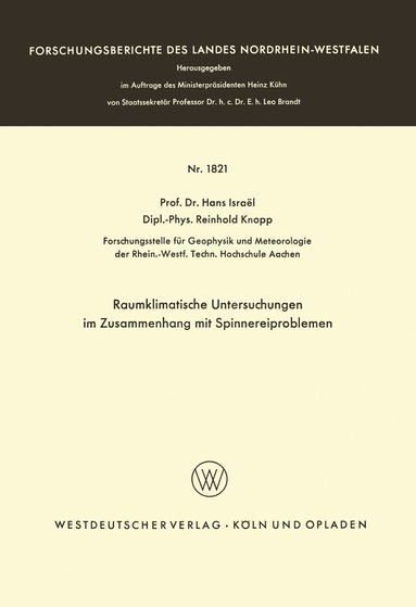 bokomslag Raumklimatische Untersuchungen im Zusammenhang mit Spinnereiproblemen