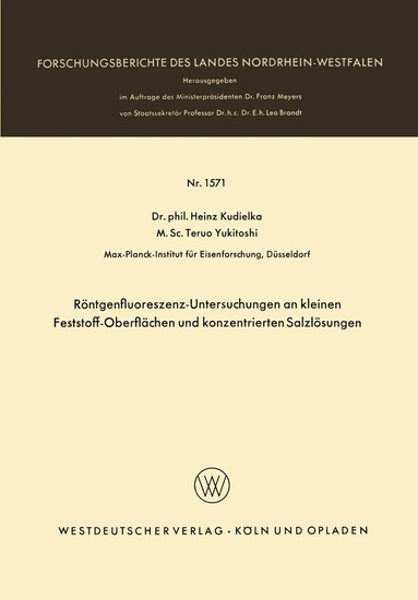Heinz Kudielka - Röntgenfluoreszenz-Untersuchungen an kleinen Feststoff-Oberflächen und konzentrierten Salzlösungen, Häftad