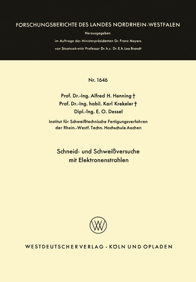 bokomslag Schneid- und Schweißversuche mit Elektronenstrahlen