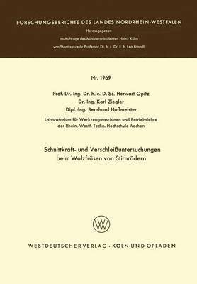 bokomslag Schnittkraft- und Verschleiuntersuchungen beim Walzfrsen von Stirnrdern