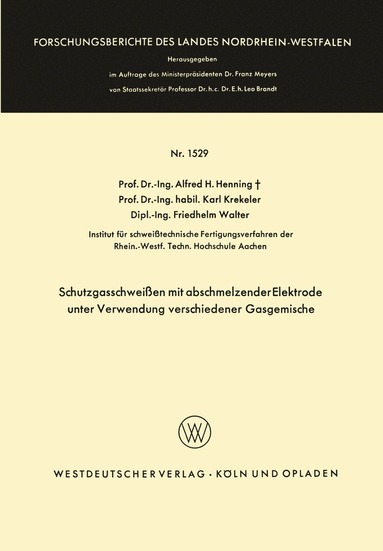 bokomslag Schutzgasschweißen mit abschmelzender Elektrode unter Verwendung verschiedener Gasgemische