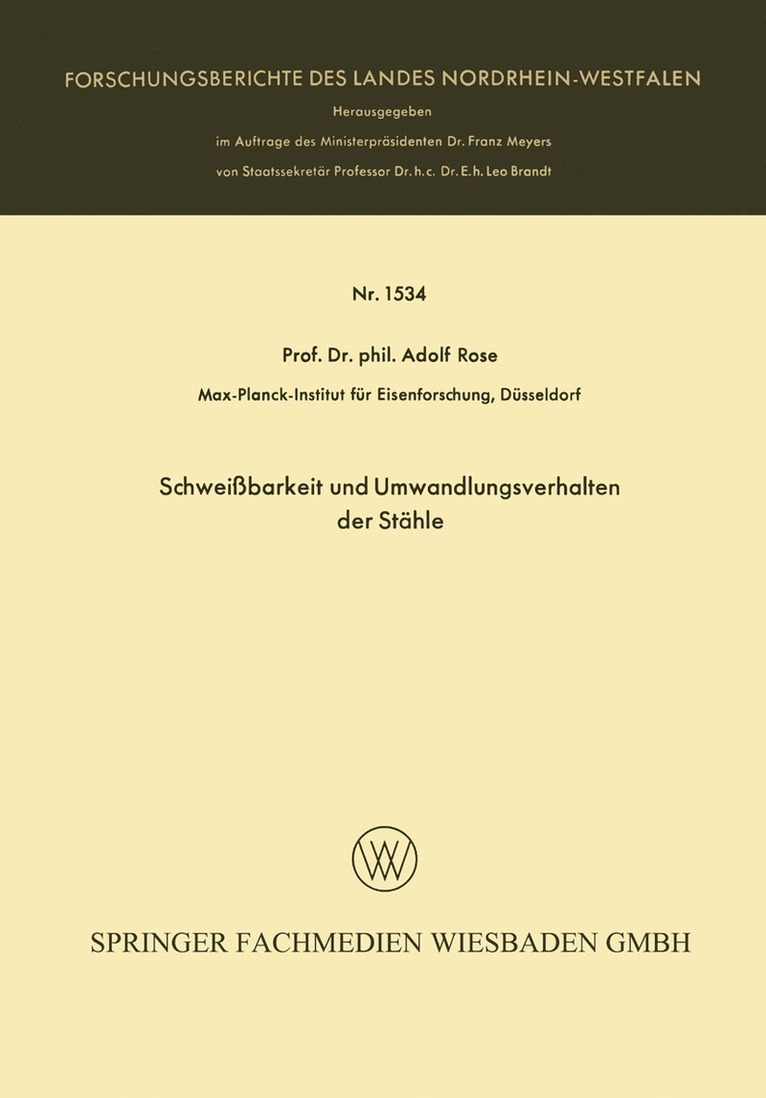 Schweibarkeit und Umwandlungsverhalten der Sthle 1