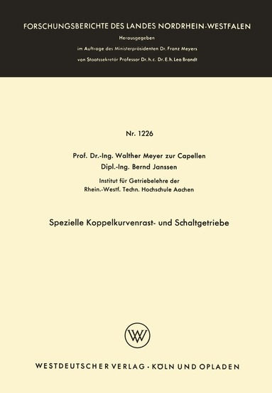 Walther Meyer zur Capellen - Spezielle Koppelkurvenrast- und Schaltgetriebe, Häftad