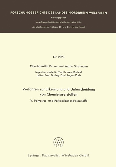 bokomslag Verfahren zur Erkennung und Unterscheidung von Chemiefaserstoffen