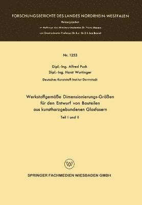 bokomslag Werkstoffgemasse Dimensionierungs-Groessen fur den Entwurf von Bauteilen aus kunstharzgebunen Glasfasern