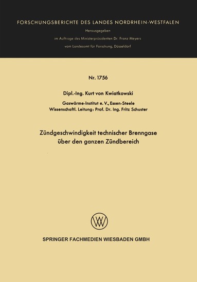 Kurt von Kwiatkowski - Zündgeschwindigkeit technischer Brenngase über den ganzen Zündbereich, Häftad
