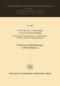 bokomslag Zuordnung der Oberflchengte zur ISA-Matoleranz