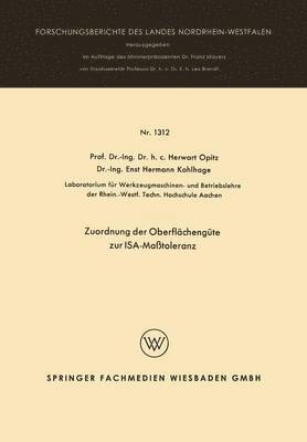 bokomslag Zuordnung der Oberflächengüte zur ISA-Maßtoleranz