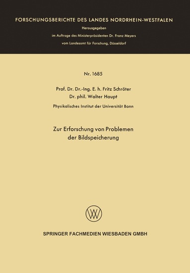 bokomslag Zur Erforschung von Problemen der Bildspeicherung