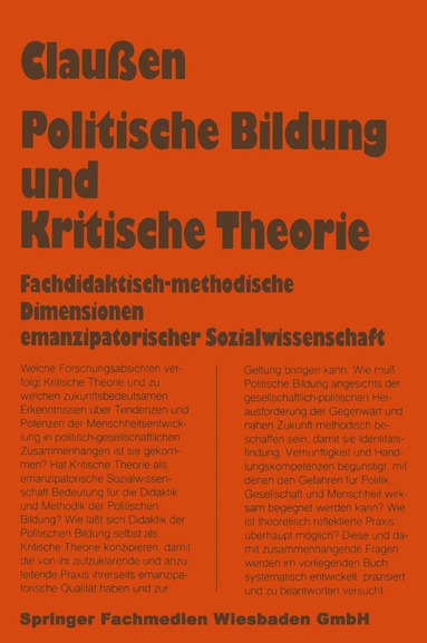 Bernhard Claußen - Politische Bildung und Kritische Theorie, Häftad