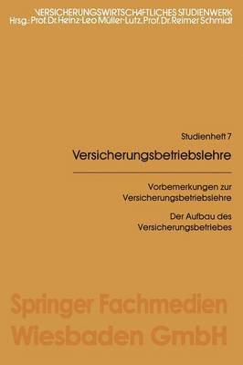 bokomslag Vorbemerkungen zur Versicherungsbetriebslehre