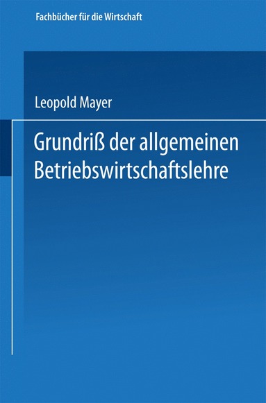 bokomslag Grundriß der allgemeinen Betriebswirtschaftslehre