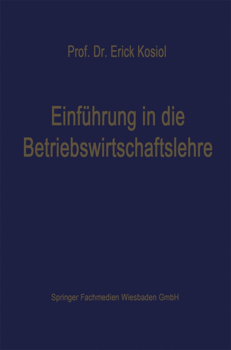 Einführung in die Betriebswirtschaftslehre
