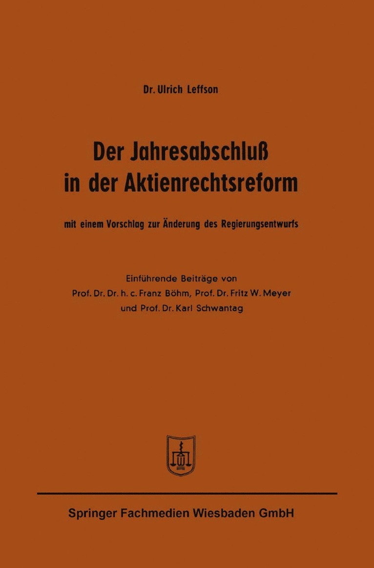 Der Jahresabschlu in der Aktienrechtsreform 1