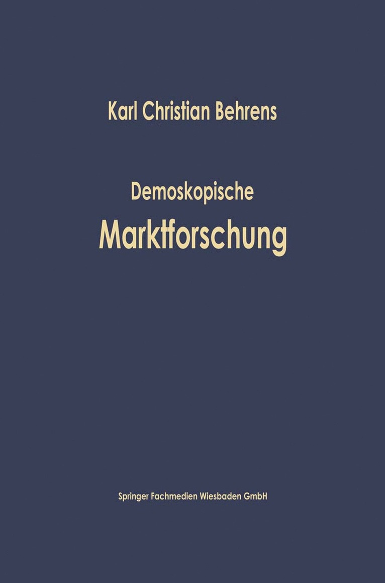 Karl Christian Behrens - Demoskopische Marktforschung, Häftad
