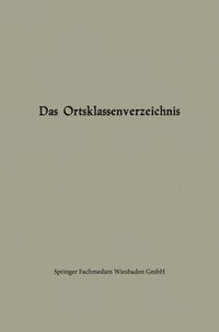 bokomslag Ortsklassenverzeichnis
