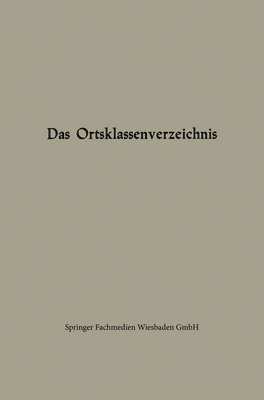 bokomslag Ortsklassenverzeichnis