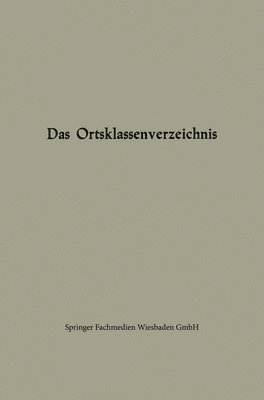 Das Ortsklassenverzeichnis 1