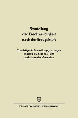 bokomslag Beurteilung der Kreditwürdigkeit nach der Ertragskraft