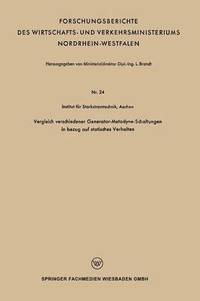 bokomslag Vergleich verschiedener Generator-Metadyne-Schaltungen in bezug auf statisches Verhalten