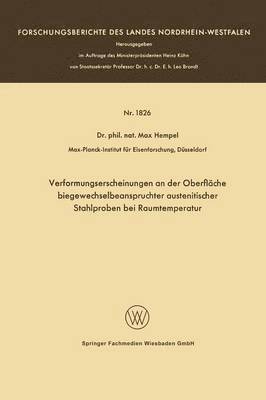 bokomslag Verformungserscheinungen an der Oberflche biegewechselbeanspruchter austenitischer Stahlproben bei Raumtemperatur