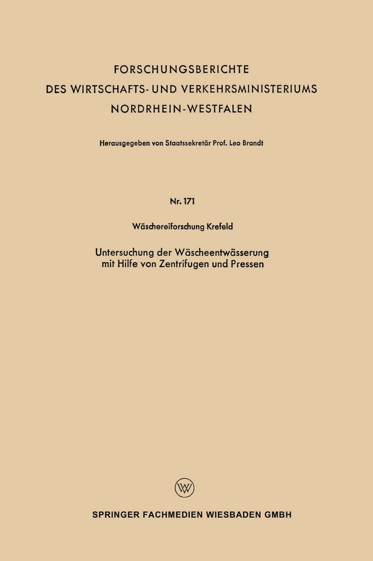 Leo Brandt - Untersuchung der Wäscheentwässerung mit Hilfe von Zentrifugen und Pressen, Häftad