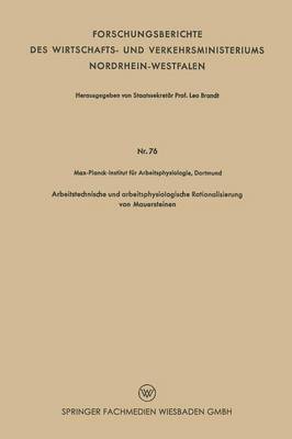 bokomslag Arbeitstechnische und arbeitsphysiologische Rationalisierung von Mauersteinen