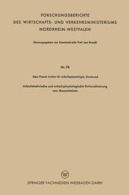 bokomslag Arbeitstechnische und arbeitsphysiologische Rationalisierung von Mauersteinen