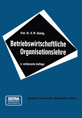 bokomslag Betriebswirtschaftliche Organisationslehre