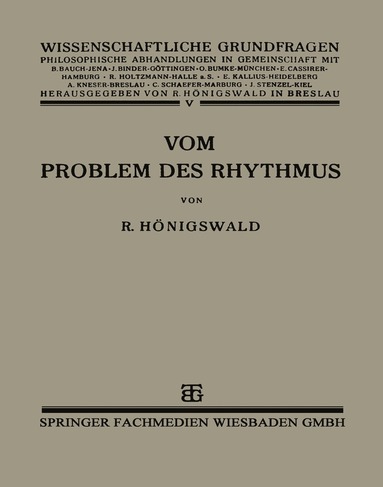 bokomslag Vom Problem des Rhythmus