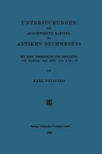 bokomslag Untersuchungen ber Ausgewhlte Kapitel des Antiken Buchwesens